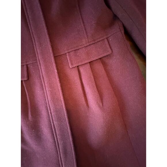 Ann Taylor Loft Burgundy Wool Mid Length Winter Car Coat Size Medium Pockets Zip - Picture 3 of 9